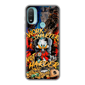 Силиконовый чехол на Motorola Moto E20 с принтом Дональд Дак Деньги