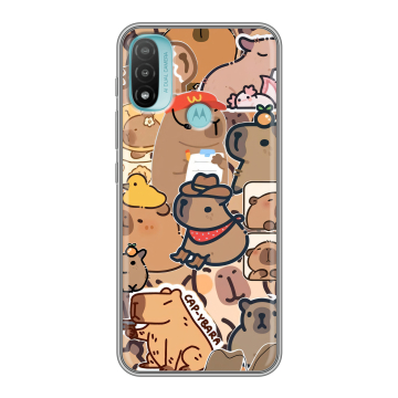 Силиконовый чехол на Motorola Moto E20 с принтом капибара