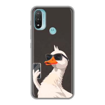Силиконовый чехол на Motorola Moto E20 с принтом утка в очках