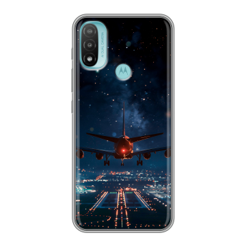 Силиконовый чехол на Motorola Moto E20 с принтом самолет