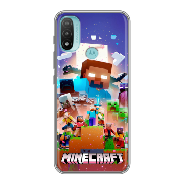 Силиконовый чехол на Motorola Moto E20 с принтом Майнкрафт Minecraft