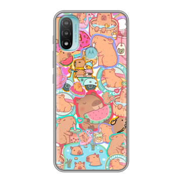 Силиконовый чехол на Motorola Moto E20 с принтом капибары