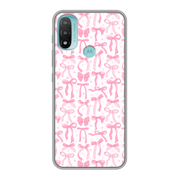 Силиконовый чехол на Motorola Moto E20 с принтом Розовые бантики