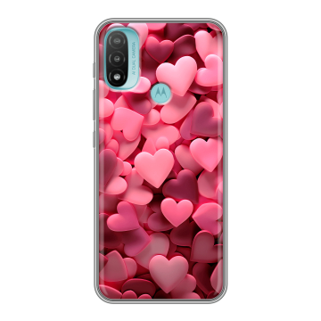 Силиконовый чехол на Motorola Moto E20 с принтом розовые сердечки
