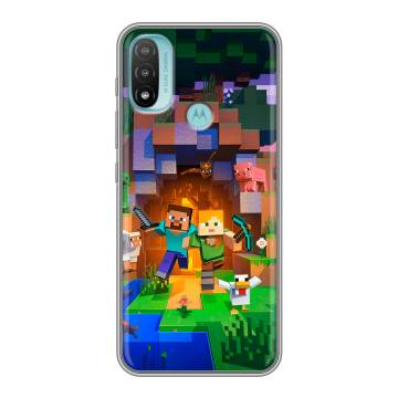 Силиконовый чехол на Motorola Moto E20 с принтом Майнкрафт Minecraft