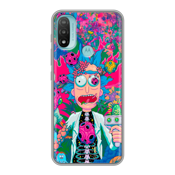 Силиконовый чехол на Motorola Moto E20 с принтом Рик и Морти Rick Morty