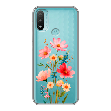 Силиконовый чехол на Motorola Moto E20 с принтом Цветы Силиконовый чехол на Motorola Moto E20 с принтом Цветы