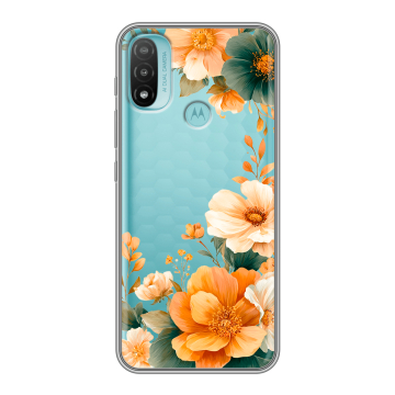 Силиконовый чехол на Motorola Moto E20 с принтом Цветы принт Силиконовый чехол на Motorola Moto E20 с принтом Цветы принт
