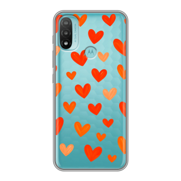 Силиконовый чехол на Motorola Moto E20 с принтом Сердечки Силиконовый чехол на Motorola Moto E20 с принтом Сердечки