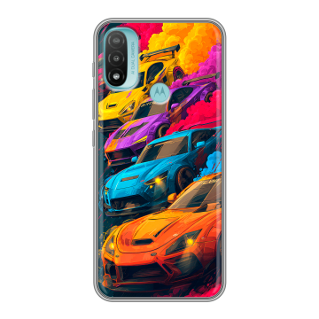 Силиконовый чехол на Motorola Moto E20 с принтом Тачки Силиконовый чехол на Motorola Moto E20 с принтом Тачки