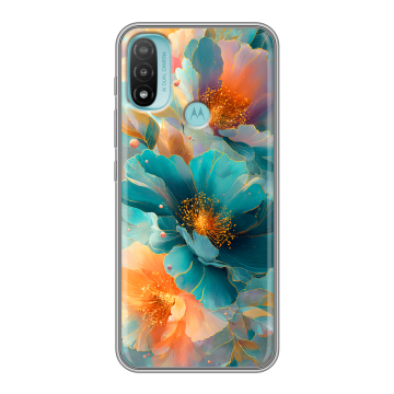 Силиконовый чехол на Motorola Moto E20 с принтом Цветы Силиконовый чехол на Motorola Moto E20 с принтом Цветы