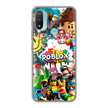 Силиконовый чехол на Motorola Moto E20 с принтом Roblox Роблокс