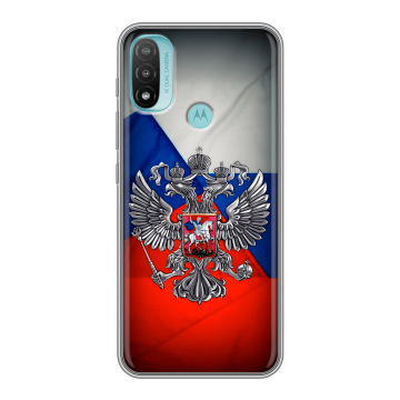 Силиконовый чехол на Motorola Moto E20 с принтом Флаг России