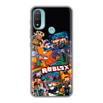Силиконовый чехол на Motorola Moto E20 с принтом Roblox Роблокс