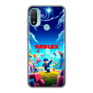 Силиконовый чехол на Motorola Moto E20 с принтом Roblox Роблокс