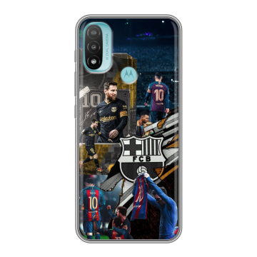 Силиконовый чехол на Motorola Moto E20 с принтом Messi Barcelona