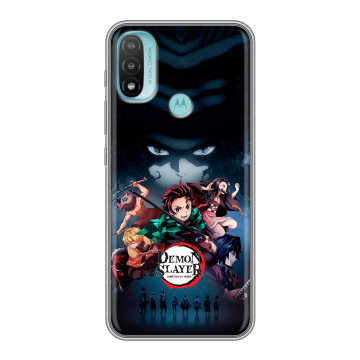 Силиконовый чехол на Motorola Moto E20 с принтом Demon Slayer Клинок рассекающий демонов