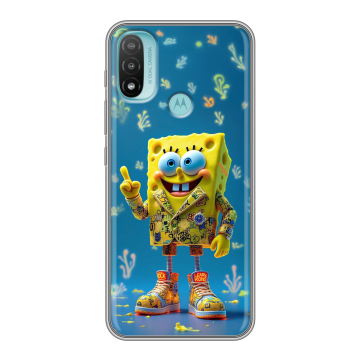 Силиконовый чехол на Motorola Moto E20 с принтом Спанч боб Спанчбоб