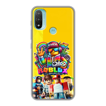 Силиконовый чехол на Motorola Moto E20 с принтом Roblox Роблокс