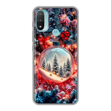 Силиконовый чехол на Motorola Moto E20 с принтом Новый год Силиконовый чехол на Motorola Moto E20 с принтом Новый год