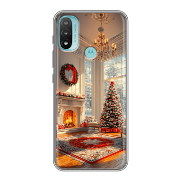 Силиконовый чехол на Motorola Moto E20 с принтом Новый год Силиконовый чехол на Motorola Moto E20 с принтом Новый год