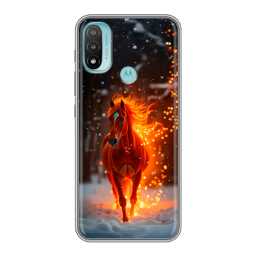 Силиконовый чехол на Motorola Moto E20 с принтом Новый год