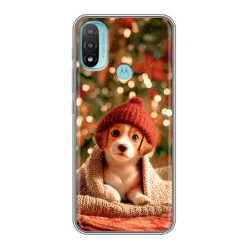 Силиконовый чехол на Motorola Moto E20 с принтом Новый год