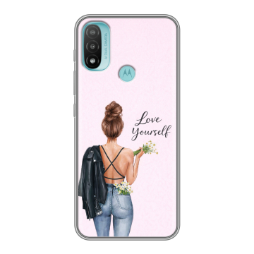 Силиконовый чехол на Motorola Moto E20 с принтом женский