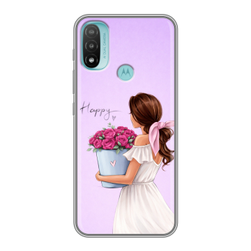 Силиконовый чехол на Motorola Moto E20 с принтом женский