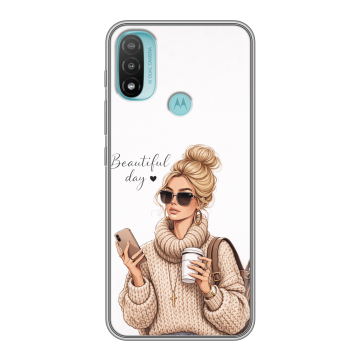 Силиконовый чехол на Motorola Moto E20 с принтом женский