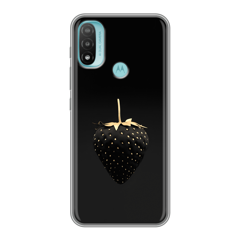 Силиконовый чехол на Motorola Moto E20 с принтом Черная клубника Силиконовый чехол на Motorola Moto E20 с принтом Черная клубника