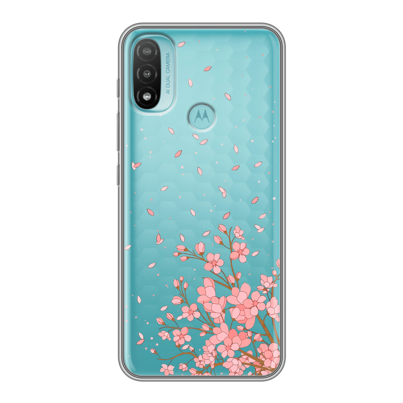Силиконовый чехол на Motorola Moto E20 с принтом Ветка сакуры Силиконовый чехол на Motorola Moto E20 с принтом Ветка сакуры