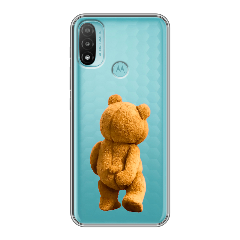 Силиконовый чехол на Motorola Moto E20 с принтом Медведь Силиконовый чехол на Motorola Moto E20 с принтом Медведь