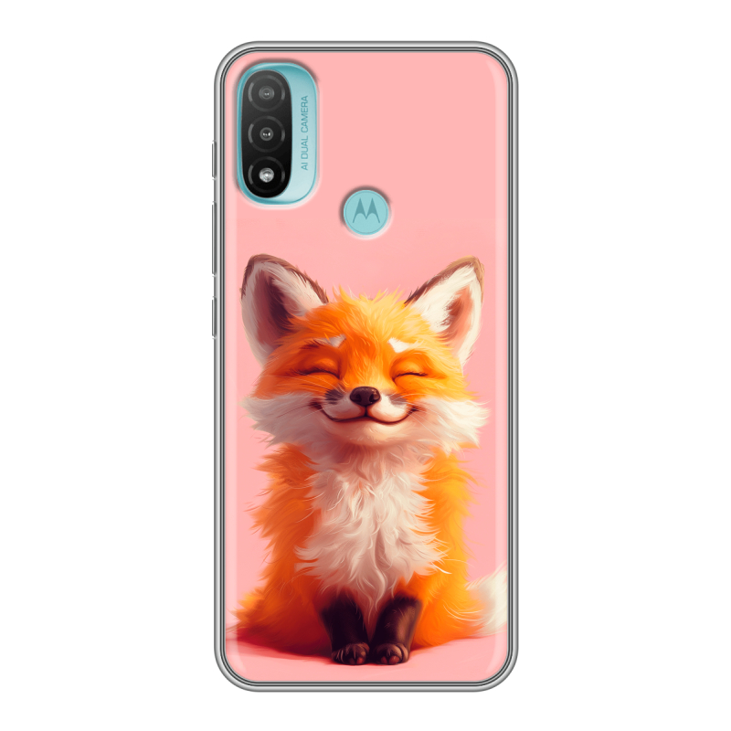 Силиконовый чехол на Motorola Moto E20 с принтом милая лиса Силиконовый чехол на Motorola Moto E20 с принтом милая лиса