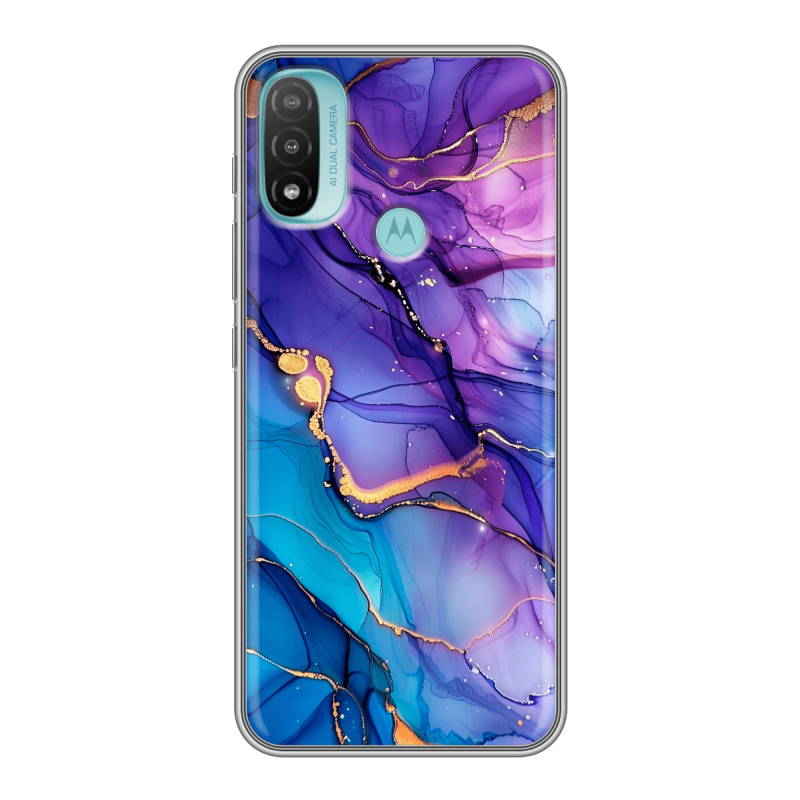 Силиконовый чехол на Motorola Moto E20 с принтом синий мрамор Силиконовый чехол на Motorola Moto E20 с принтом синий мрамор