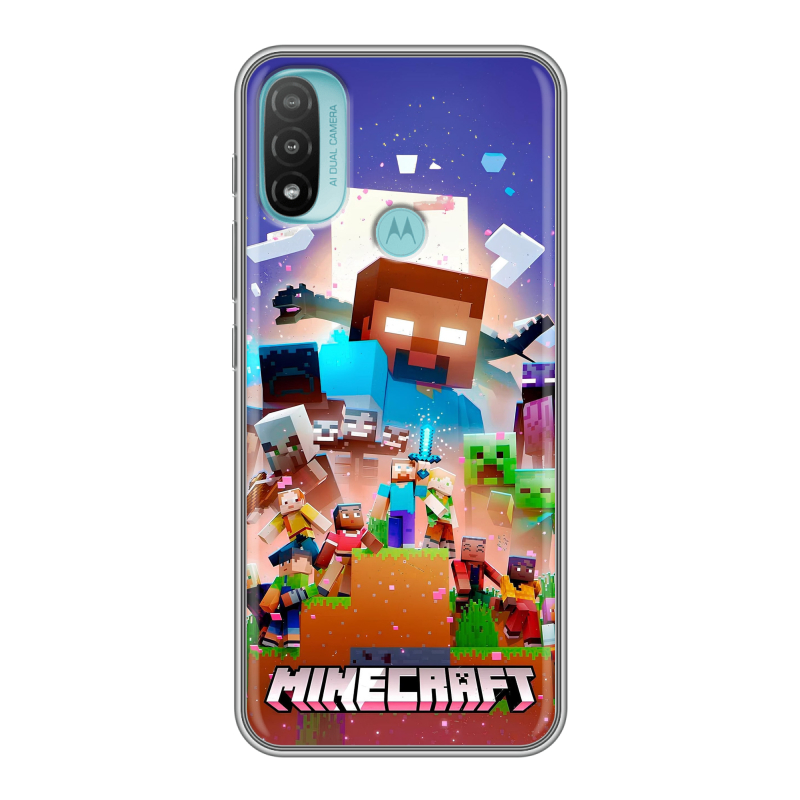 Силиконовый чехол на Motorola Moto E20 с принтом Майнкрафт Minecraft Силиконовый чехол на Motorola Moto E20 с принтом Майнкрафт Minecraft