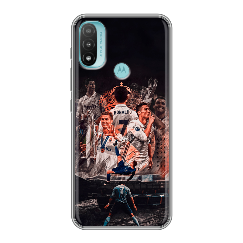Силиконовый противоударный чехол на Motorola Moto E20 с принтом Реал Роналдо Real Ronaldo Силиконовый противоударный чехол на Motorola Moto E20 с принтом Реал Роналдо Real Ronaldo