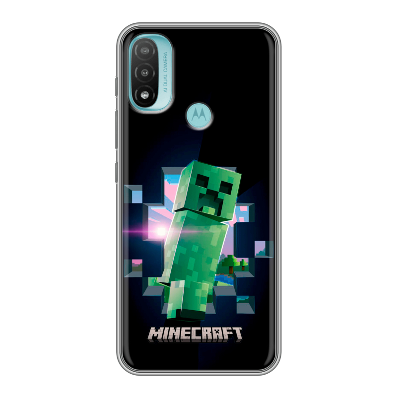 Силиконовый чехол на Motorola Moto E20 с принтом Майнкрафт Minecraft Силиконовый чехол на Motorola Moto E20 с принтом Майнкрафт Minecraft