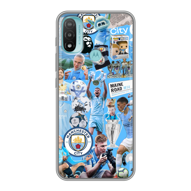 Силиконовый чехол на Motorola Moto E20 с принтом Man City Манчестер Сити Силиконовый чехол на Motorola Moto E20 с принтом Man City Манчестер Сити