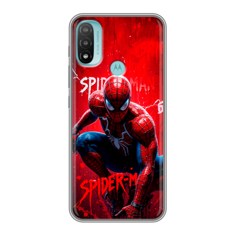 Силиконовый противоударный чехол на Motorola Moto E20 с принтом Spiderman Человек паук Силиконовый противоударный чехол на Motorola Moto E20 с принтом Spiderman Человек паук