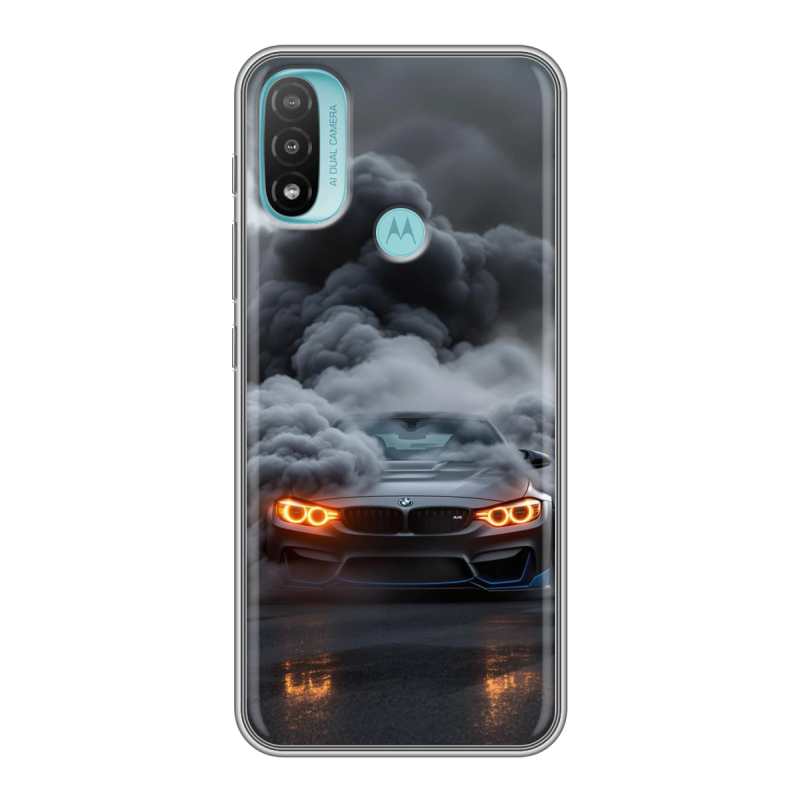 Силиконовый противоударный чехол на Motorola Moto E20 с принтом BMW БМВ Силиконовый противоударный чехол на Motorola Moto E20 с принтом BMW БМВ