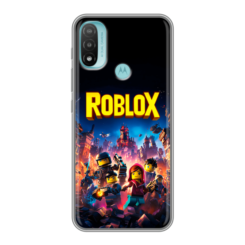 Силиконовый чехол на Motorola Moto E20 с принтом Roblox Роблокс Силиконовый чехол на Motorola Moto E20 с принтом Roblox Роблокс