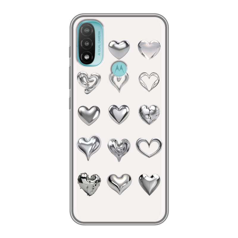 Силиконовый чехол на Motorola Moto E20 с принтом Y2K сердечки Силиконовый чехол на Motorola Moto E20 с принтом Y2K сердечки