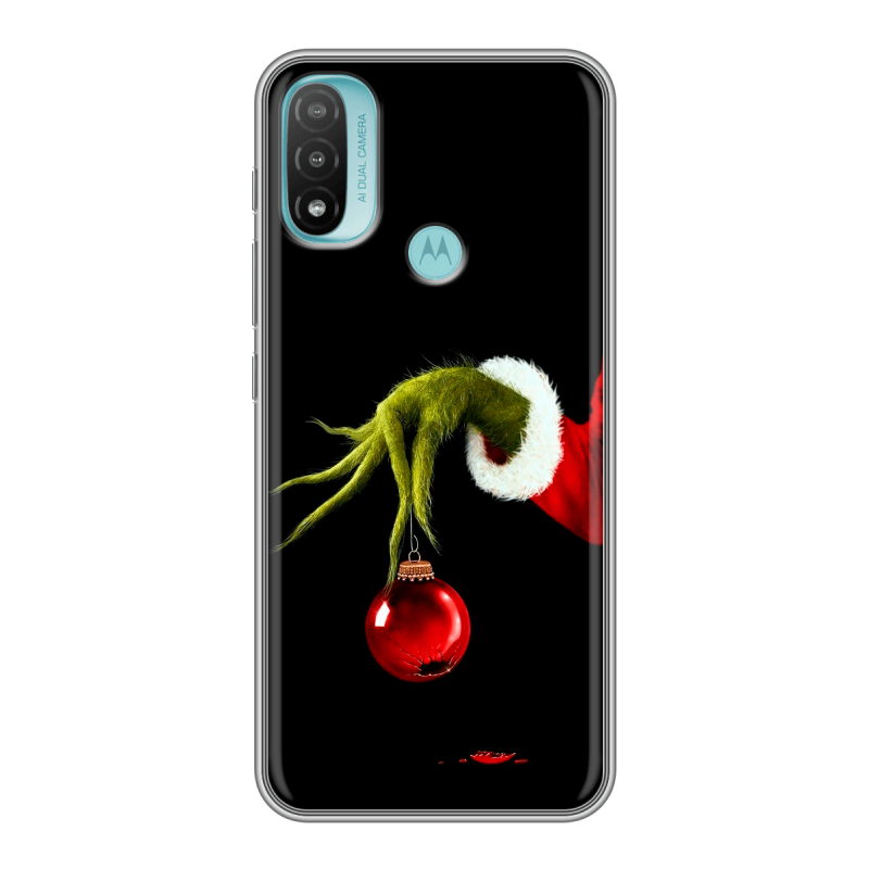Силиконовый чехол на Motorola Moto E20 с принтом Новый год Гринч Силиконовый чехол на Motorola Moto E20 с принтом Новый год Гринч