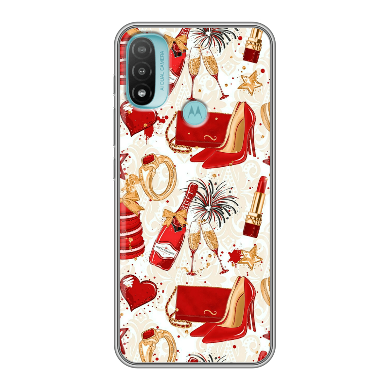 Силиконовый чехол на Motorola Moto E20 с принтом Новый год Силиконовый чехол на Motorola Moto E20 с принтом Новый год