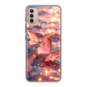 Силиконовый чехол на Lenovo K14 Plus с принтом бабочки розовые Силиконовый чехол на Lenovo K14 Plus с принтом бабочки розовые