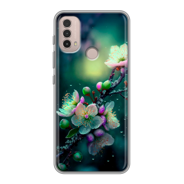 Силиконовый чехол на Lenovo K14 Plus с принтом Цветы и мрамор