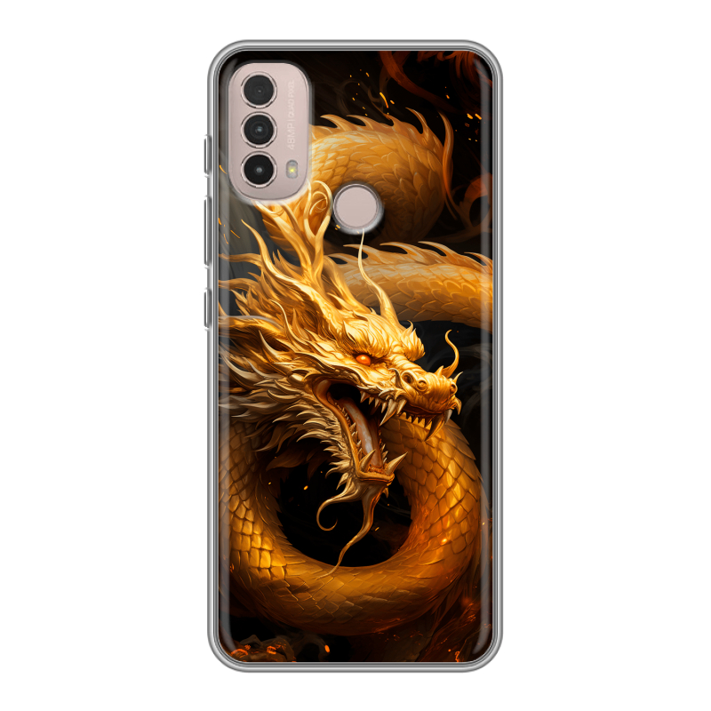 Силиконовый чехол на Lenovo K14 Plus с принтом Золотой дракон Силиконовый чехол на Lenovo K14 Plus с принтом Золотой дракон