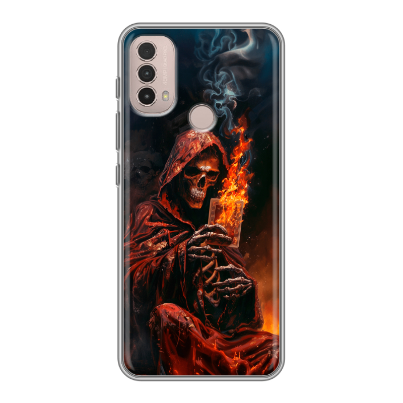 Силиконовый чехол на Lenovo K14 Plus с принтом Скелет и карты Силиконовый чехол на Lenovo K14 Plus с принтом Скелет и карты