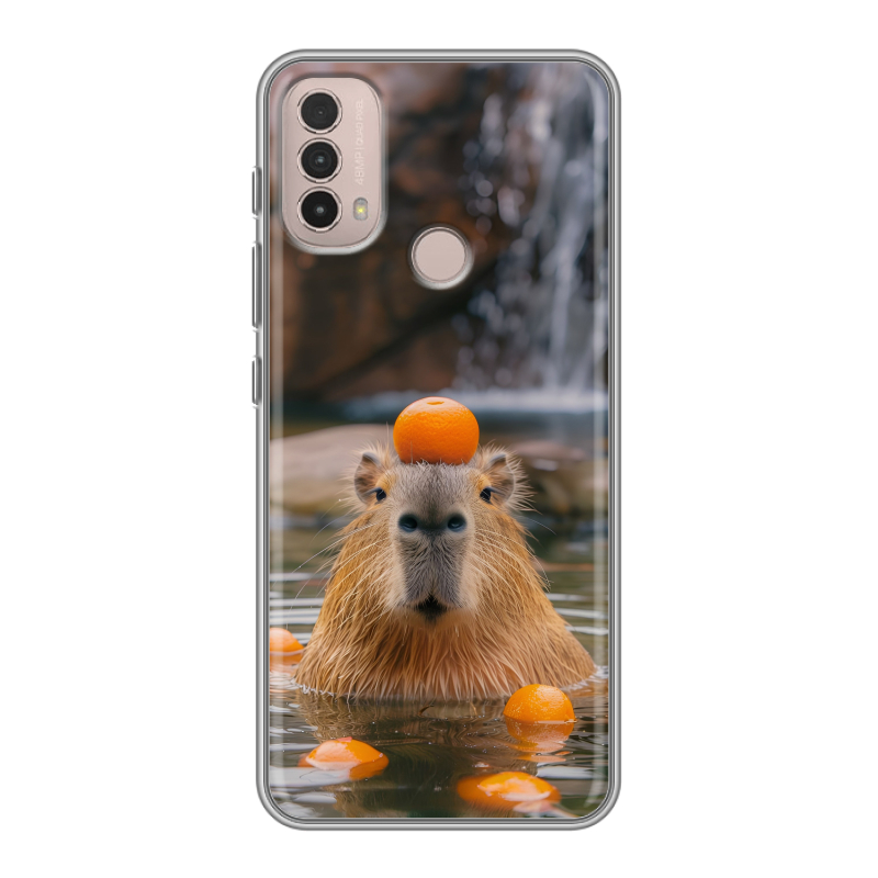 Силиконовый чехол на Lenovo K14 Plus с принтом Капибара с апельсином Силиконовый чехол на Lenovo K14 Plus с принтом Капибара с апельсином